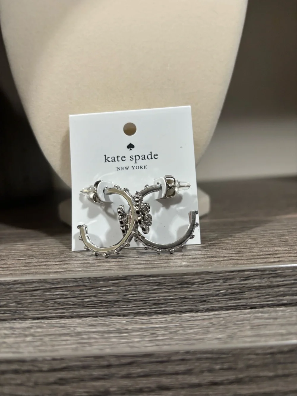 NWOT - kate spade Silver Floral Hoop Earrings with Flower Charm
